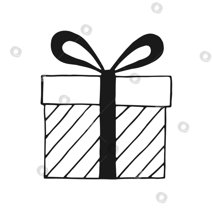 Скачать Подарочная коробка с разными бантиками. Векторная иллюстрация, нарисованная от руки. фотосток Ozero