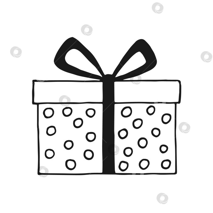 Скачать Подарочная коробка с разными бантиками. Векторная иллюстрация, нарисованная от руки. фотосток Ozero