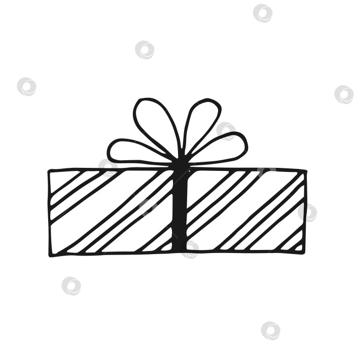 Скачать Подарочная коробка с разными бантиками. Векторная иллюстрация, нарисованная от руки. фотосток Ozero