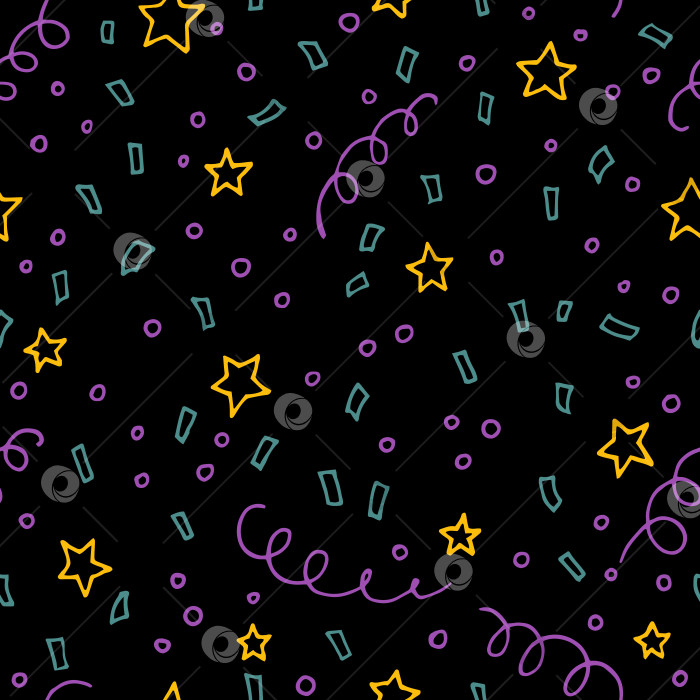 Скачать Бесшовный узор с конфетти. Векторная иллюстрация, выполненная от руки в контурном стиле. фотосток Ozero