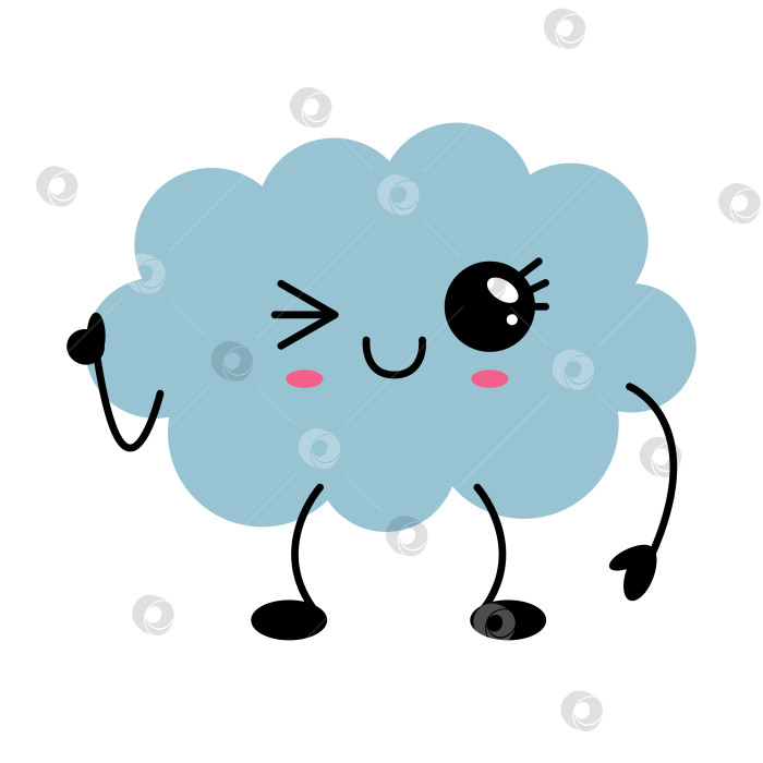Скачать Милый облачный персонаж в стиле каваи, подмигивающая эмоция фотосток Ozero