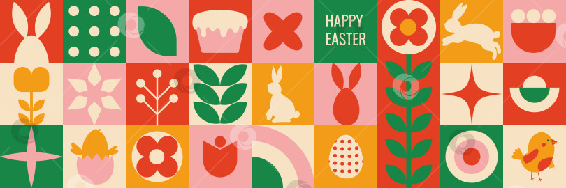 Скачать Красочный праздничный пасхальный баннер с использованием весенних мотивов и женской символики фотосток Ozero