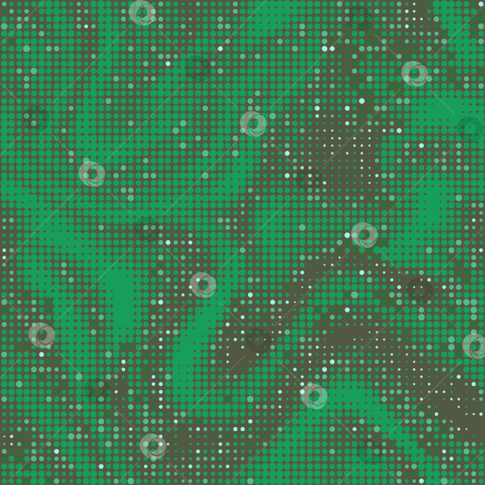 Скачать Зеленый камуфляж в полутоновые волнистые точки с крапинками. Бесшовный камуфляжный узор. Цифровая военная текстура в виде точек. Векторные монохромные обои фотосток Ozero