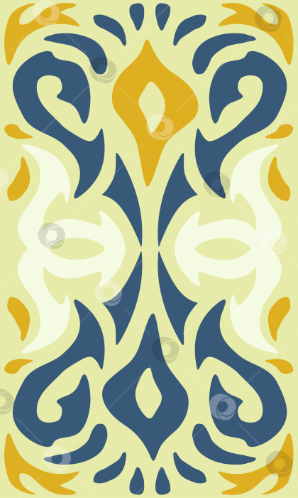 Скачать Абстрактная симметричная этническая плитка. Племенной узор с острыми язычками пламени. Декоративное панно с росписью в древнерусском стиле. Векторный фон фотосток Ozero