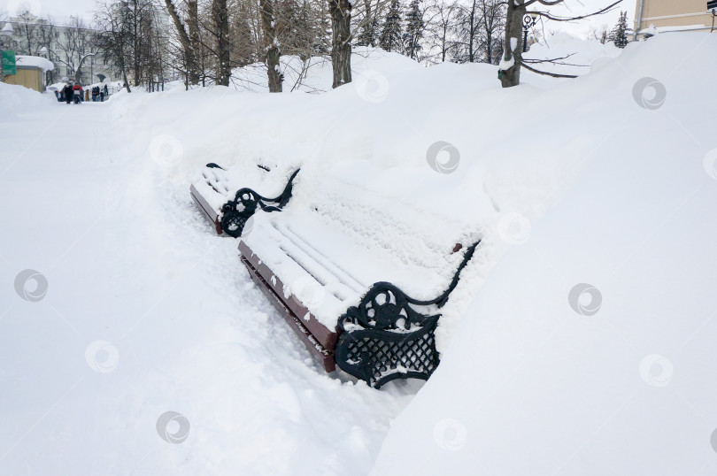 Скачать Заснеженная аллея в зимнем парке фотосток Ozero