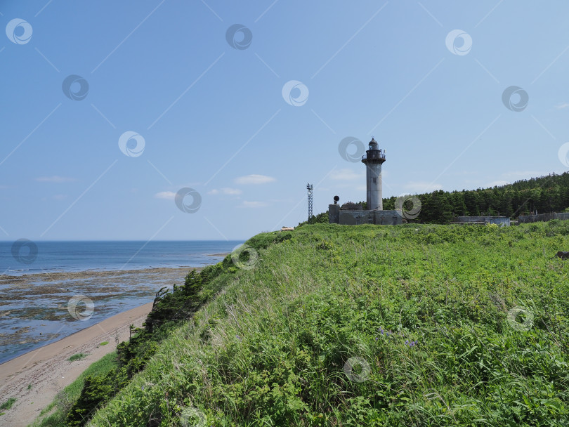 Скачать Маяк Тонин.  Мыс Свободный. 2025. 09. Сахалин. Россия. (1935, Камоидзава - мыс Айро. Карафуто) Сахалин. (марка) фотосток Ozero