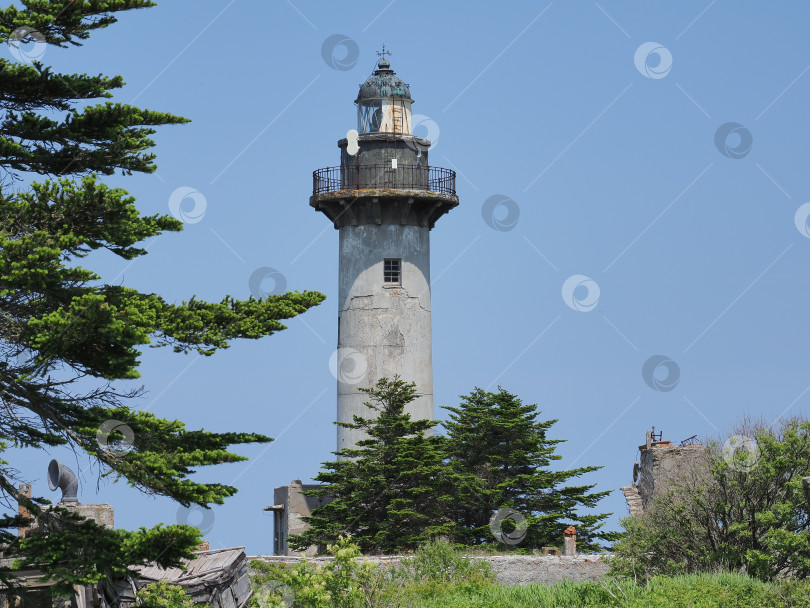 Скачать Маяк Тонин.  Мыс Свободный. 2025. 09. Сахалин. Россия. (1935, Камоидзава - мыс Айро. Карафуто) Сахалин. (марка) фотосток Ozero