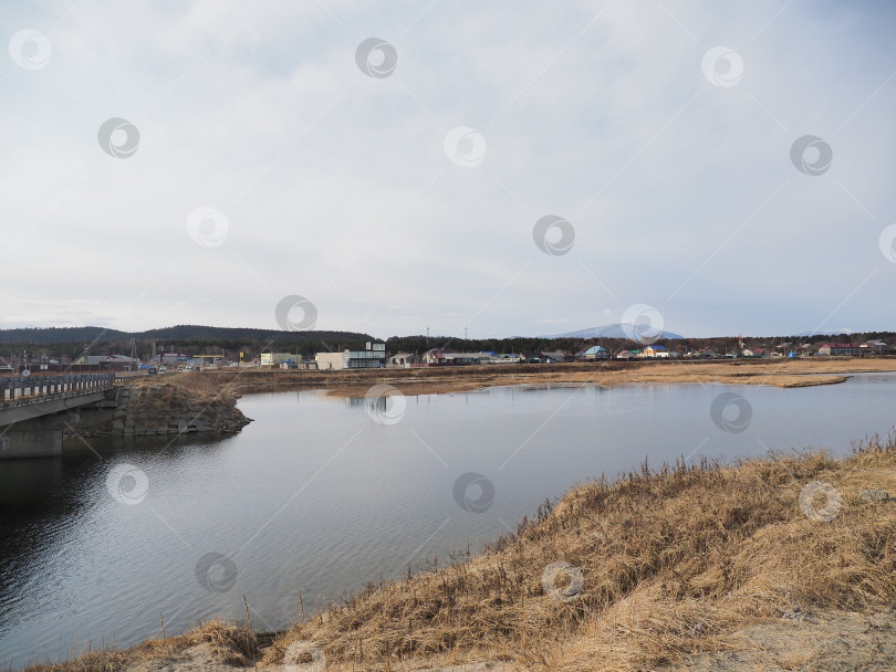 Скачать с.Охотское. залив Мордвинова о.Сахалин. Побережье залива Мордвинова Охотского моря, остров Сахалин, Россия (марка) фотосток Ozero