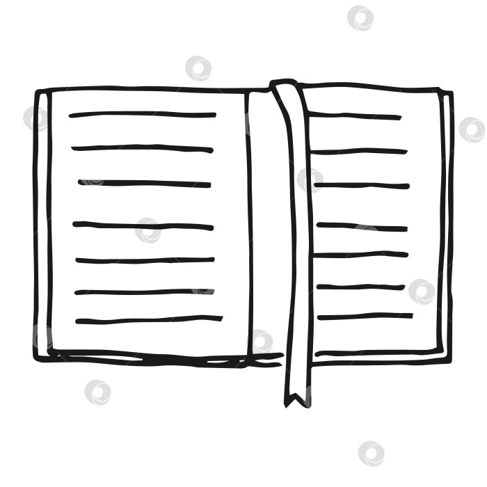 Скачать Набросок контура раскрытой книги. Книжный магазин, обозначение линии библиотеки. фотосток Ozero