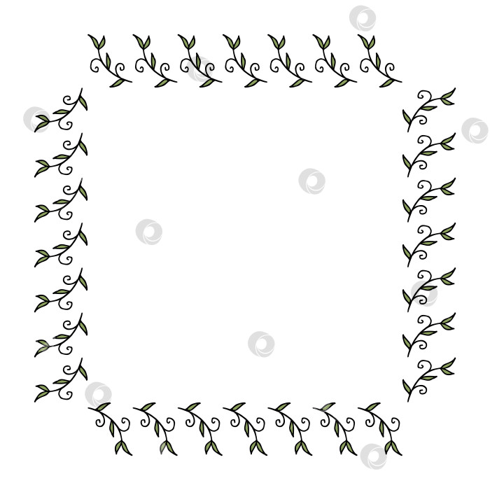 Скачать Квадратная рамка с великолепными декоративными элементами в виде листьев. Векторное изображение. фотосток Ozero