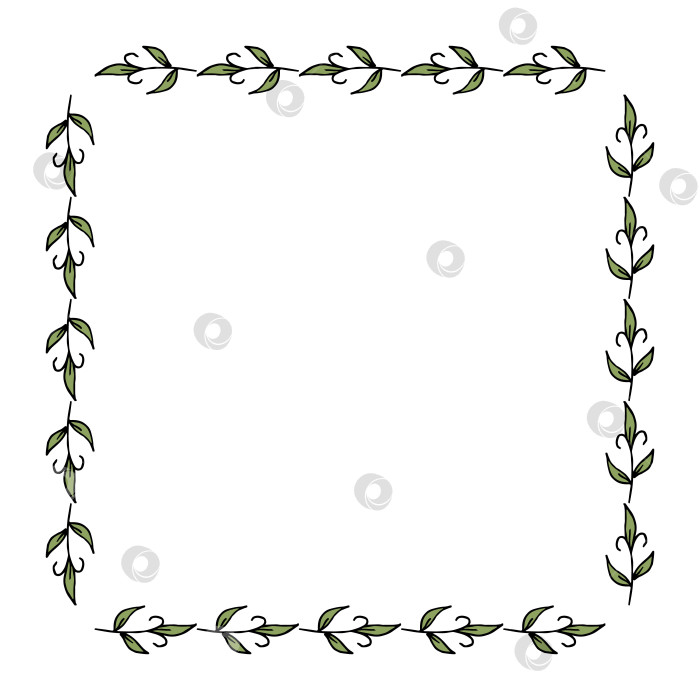 Скачать Квадратная рамка с фантастическими декоративными элементами в виде листьев. Векторное изображение. фотосток Ozero