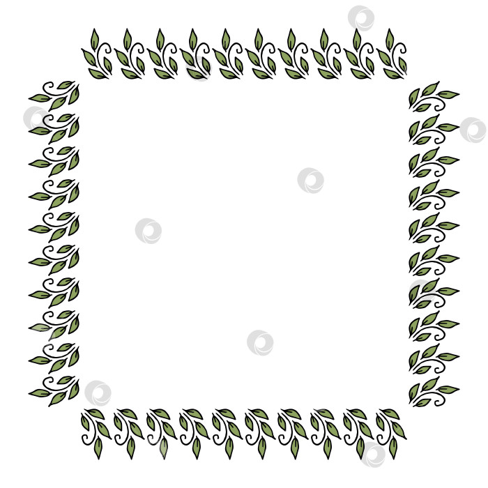 Скачать Квадратная рамка с красивыми декоративными элементами в виде листьев. Векторное изображение. фотосток Ozero