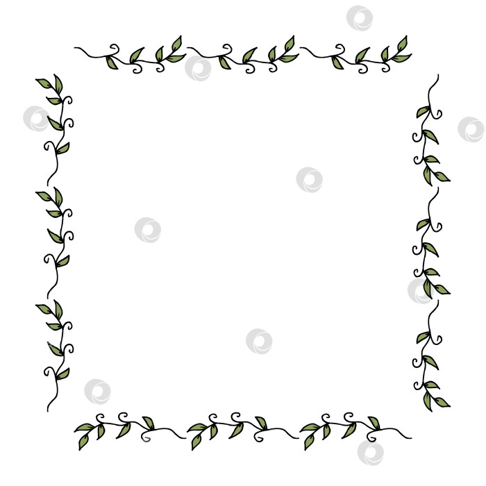 Скачать Квадратная рамка с натуральными декоративными элементами с листьями. Векторное изображение. фотосток Ozero