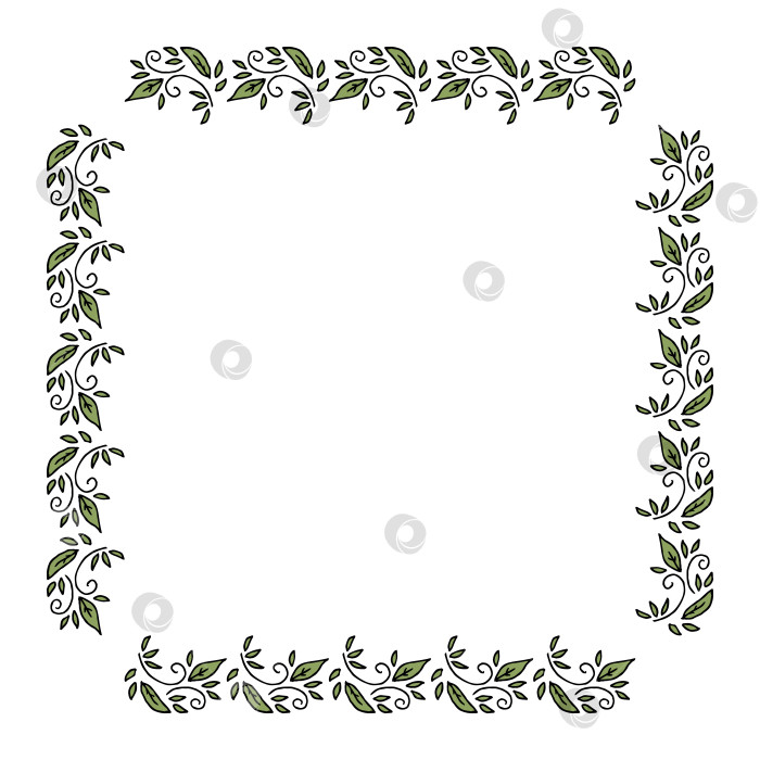 Скачать Квадратная рамка с замечательными декоративными элементами в виде листьев. Векторное изображение. фотосток Ozero