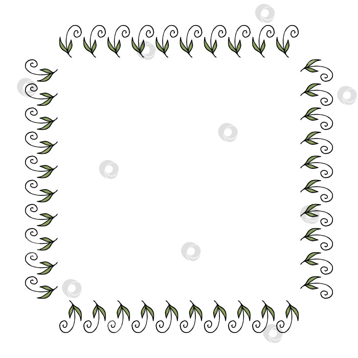 Скачать Квадратная рамка с симпатичными декоративными элементами в виде листьев. Векторное изображение. фотосток Ozero