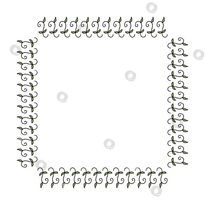 Скачать Квадратная рамка с удивительными декоративными элементами в виде листьев. Векторное изображение. фотосток Ozero