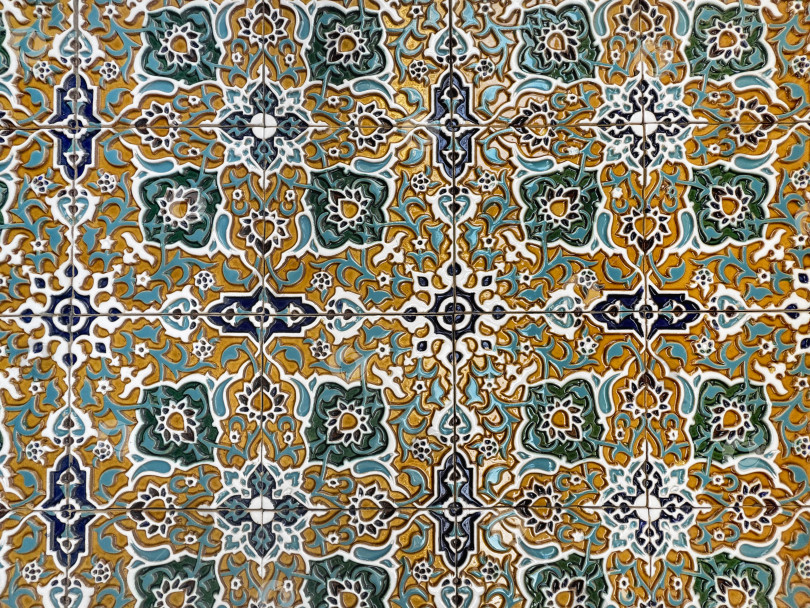 Скачать Узор из плитки на желтом и зеленом фоне фотосток Ozero