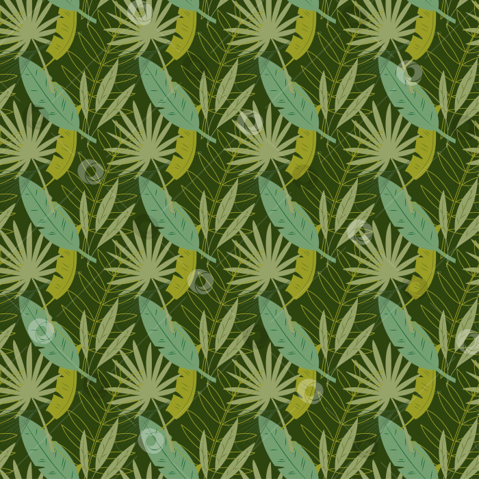 Скачать Бесшовный узор с пальмовыми листьями. Цветная векторная иллюстрация, нарисованная от руки, для ваших проектов. фотосток Ozero