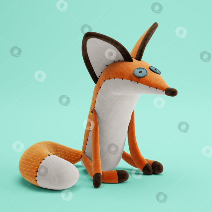 Скачать Мультяшная лиса, сидящая на синем фоне фотосток Ozero