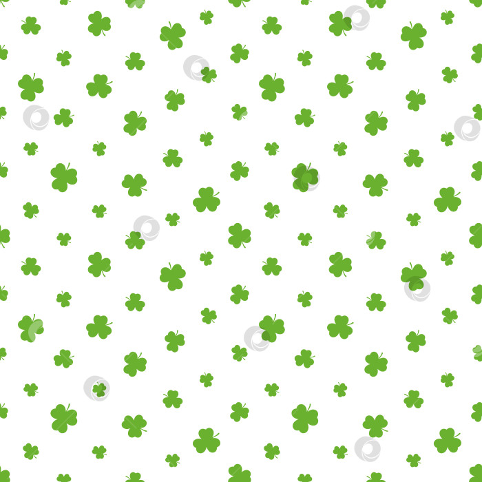 Скачать Праздничный бесшовный узор с маленькими зелеными веточками клевера-трилистника для празднования Дня Святого Патрика фотосток Ozero
