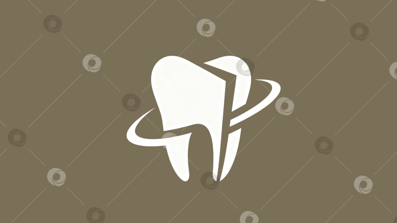 Скачать Логотип зуба с орбитальным элементом на коричневом фоне для стоматологических клиник фотосток Ozero