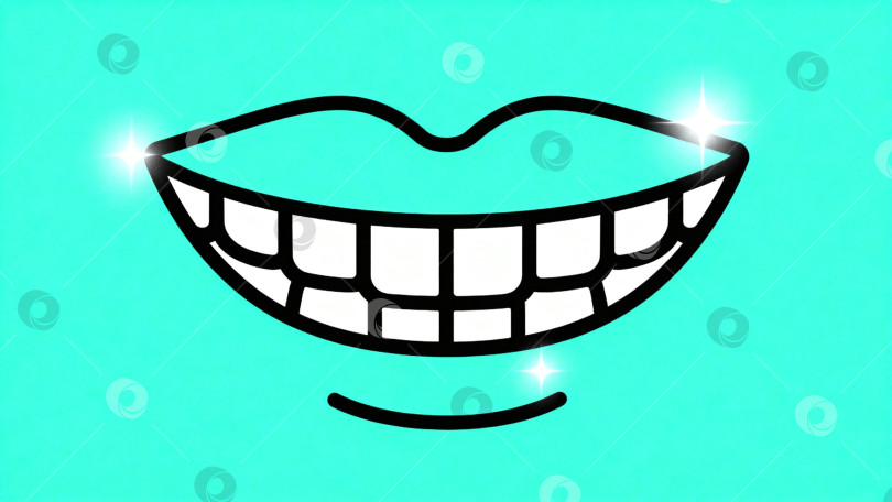 Скачать Улыбающийся рот на голубом фоне для ортодонтических и стоматологических тем фотосток Ozero