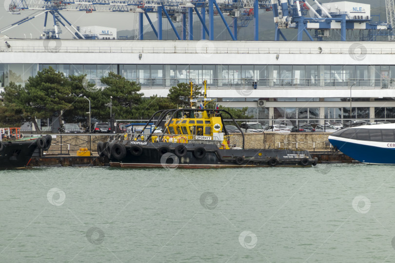 Скачать 24 августа 2025 года: Новороссийск, Россия: судно Uporny sea пришвартовалось к морскому пассажирскому терминалу, демонстрируя активность порта и морские перевозки фотосток Ozero
