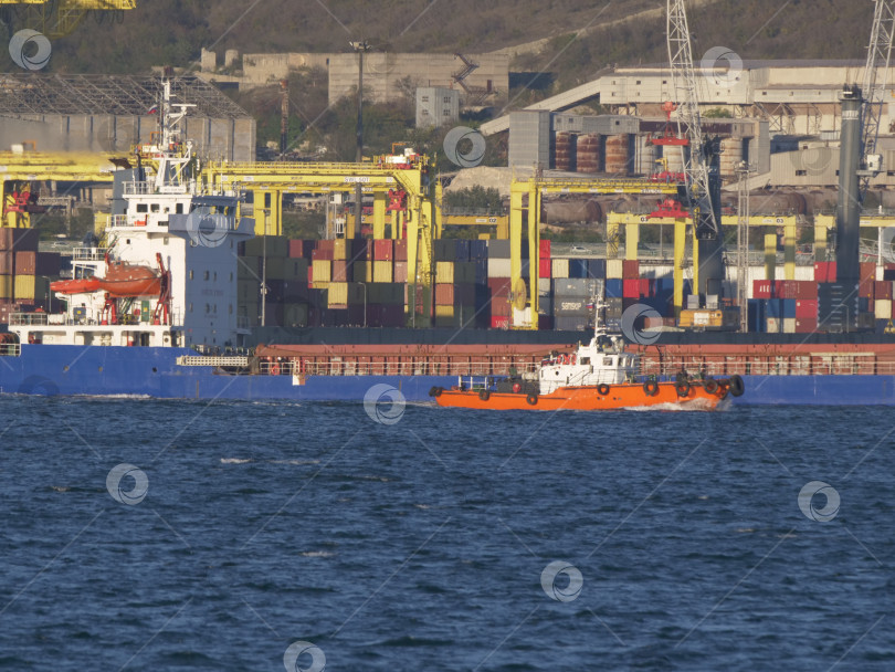Скачать 22 августа 2025 года грузовое судно "Эге Бей" плывет по Черному морю недалеко от Новороссийска, Россия. Крупное коммерческое судно движется вдоль береговой линии фотосток Ozero