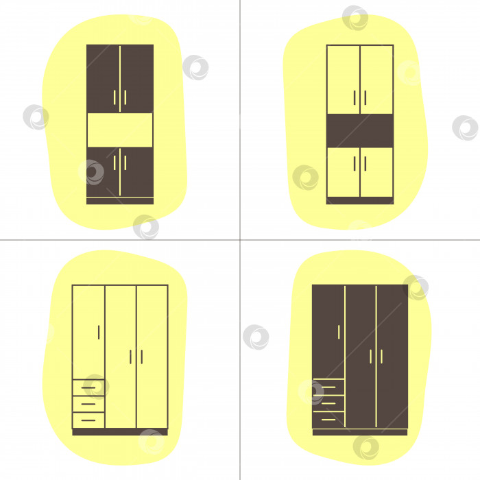 Скачать Четыре иконки мебели. Шкафы фотосток Ozero
