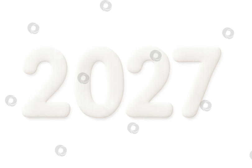 Скачать Цифровой дизайн на новый 2027 год на белом изолированном прозрачном фоне в формате png фотосток Ozero