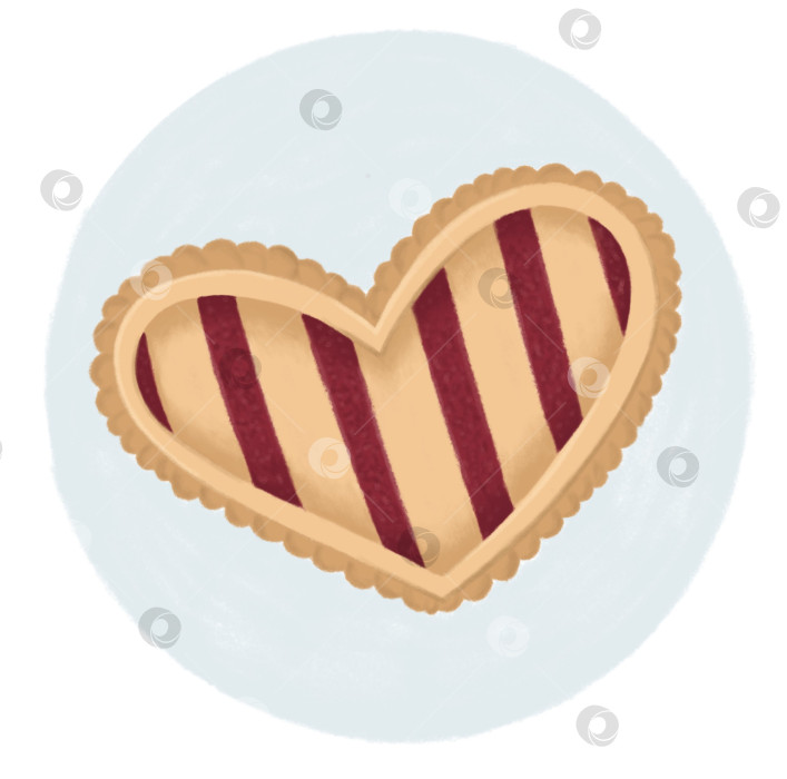 Скачать Иллюстрация печенья с джемом в форме сердца, милый десерт из выпечки на День Святого Валентина фотосток Ozero