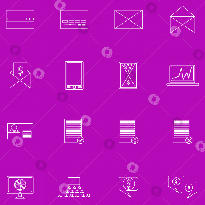 Скачать Набор контурных бизнес-иконок на фиолетовом фоне фотосток Ozero