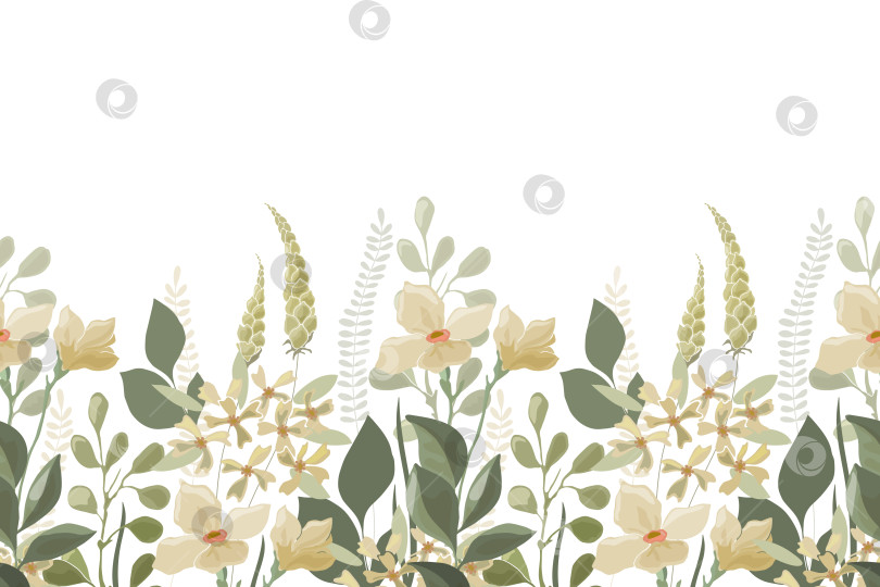 Скачать Векторный цветочный бесшовный узор, кайма. фотосток Ozero