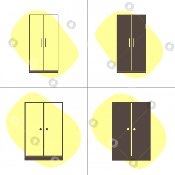 Скачать Мебельные иконы. Шкафы-купе в плоском стиле фотосток Ozero