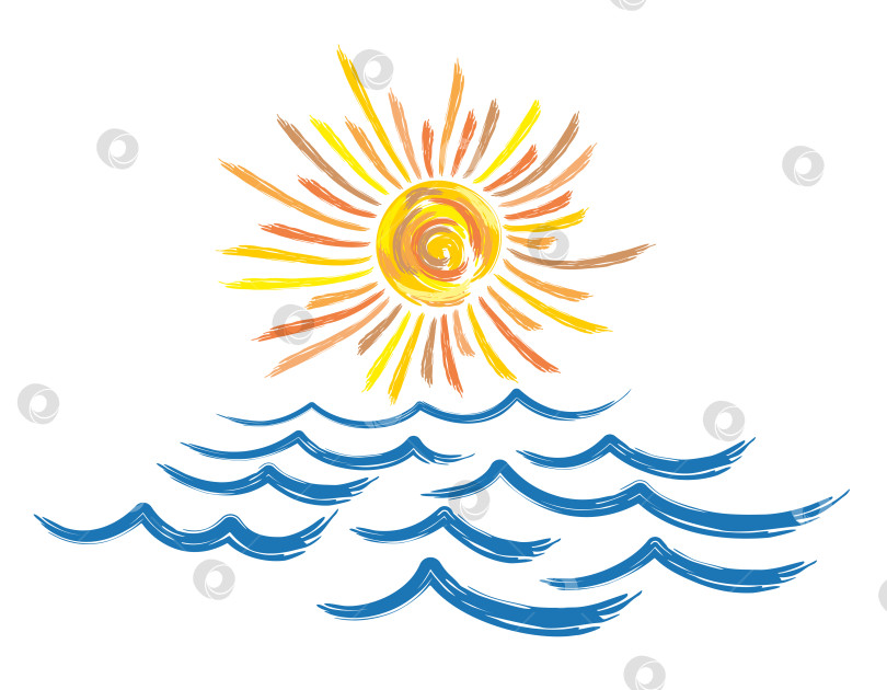 Скачать Морской пейзаж с солнцем. фотосток Ozero