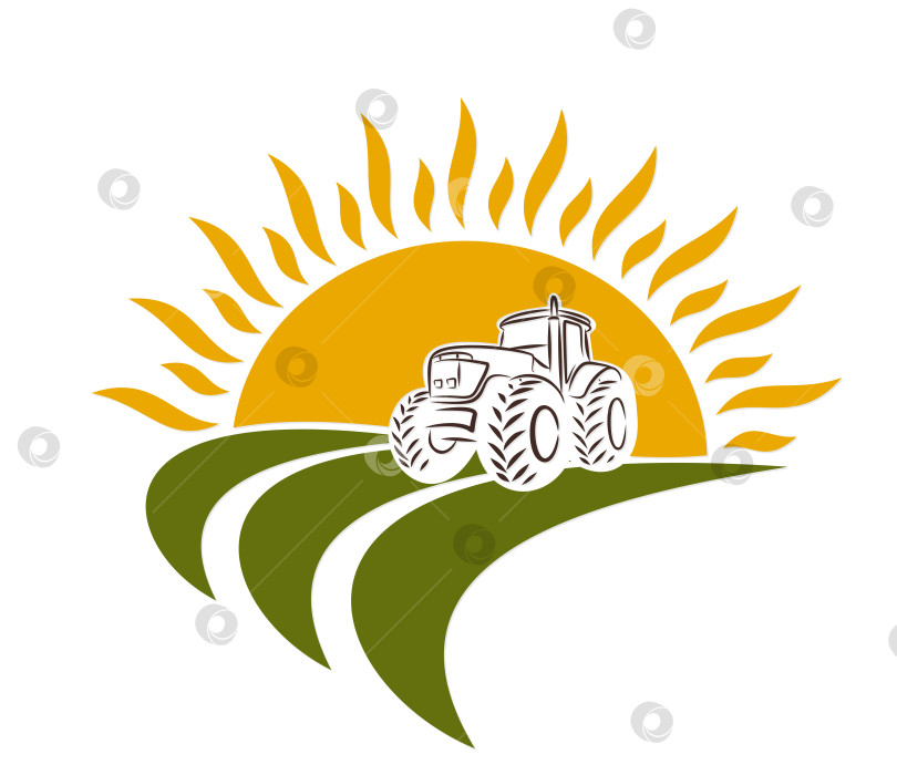 Скачать Пшеничное поле с трактором. фотосток Ozero