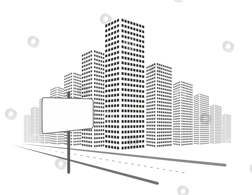 Скачать Городской пейзаж с дорожным знаком. фотосток Ozero