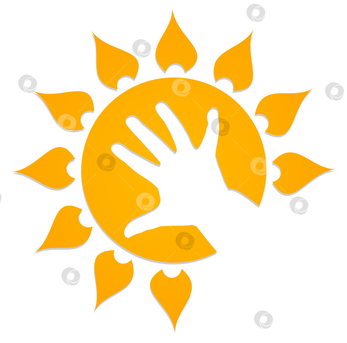 Скачать Солнце с детской рукой. фотосток Ozero