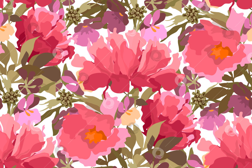 Скачать Векторный цветочный бесшовный узор с садовыми цветами фотосток Ozero