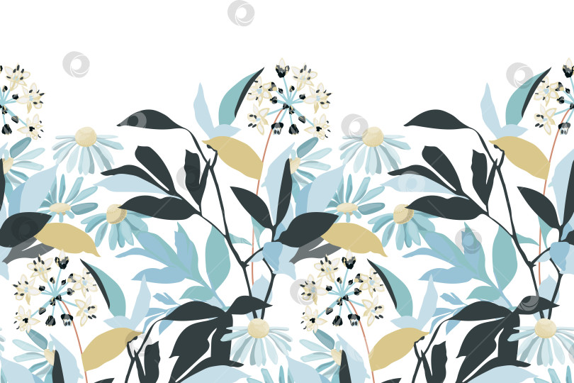 Скачать Векторный цветочный бесшовный узор, кайма. фотосток Ozero