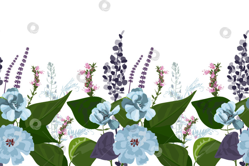 Скачать Векторный цветочный бесшовный узор, кайма. фотосток Ozero