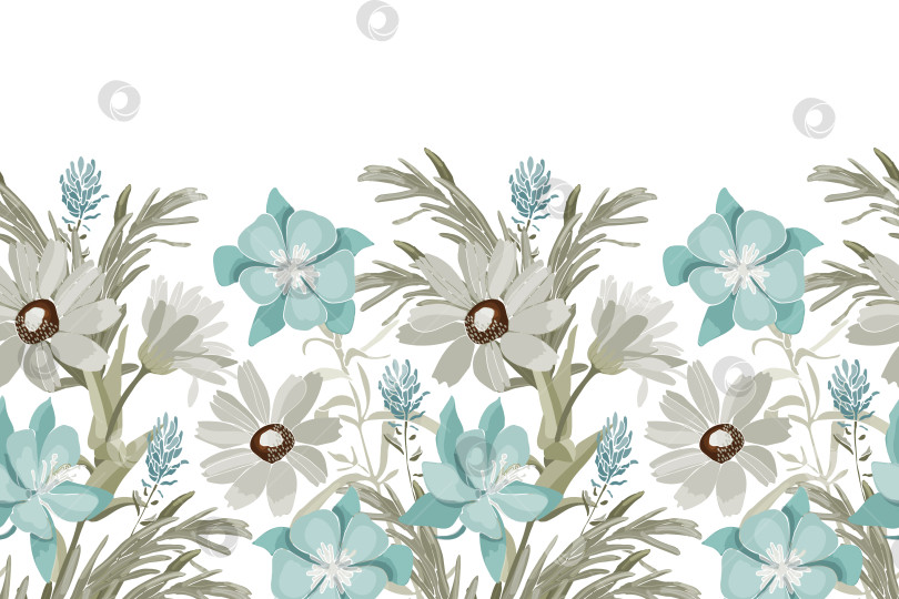 Скачать Векторный цветочный бесшовный узор, кайма. фотосток Ozero