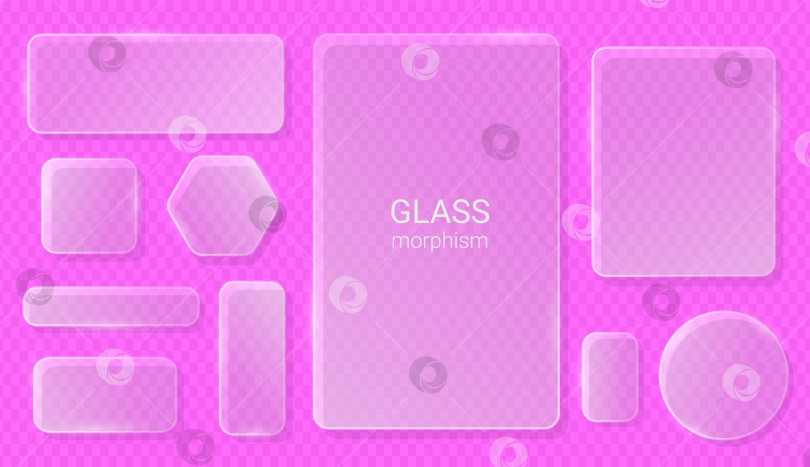 Скачать Розовые стекломорфизмы мягко светятся на клетчатом фоне фотосток Ozero