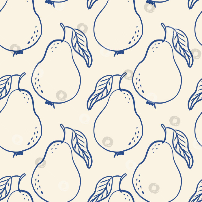 Скачать Нарисованные вручную груши с повторяющимися листьями фотосток Ozero