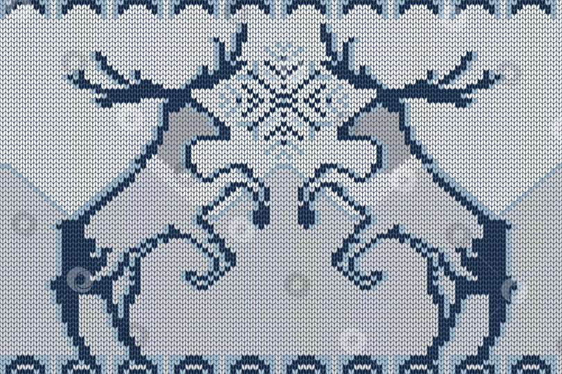 Скачать Узор для вязания на Рождество и зимние праздники с двумя оленями и снежинкой фотосток Ozero