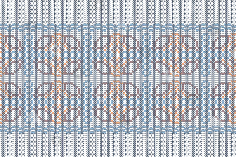 Скачать Векторный бесшовный скандинавский узор спицами в синем, оранжевом, коричневом, сером цветах. фотосток Ozero