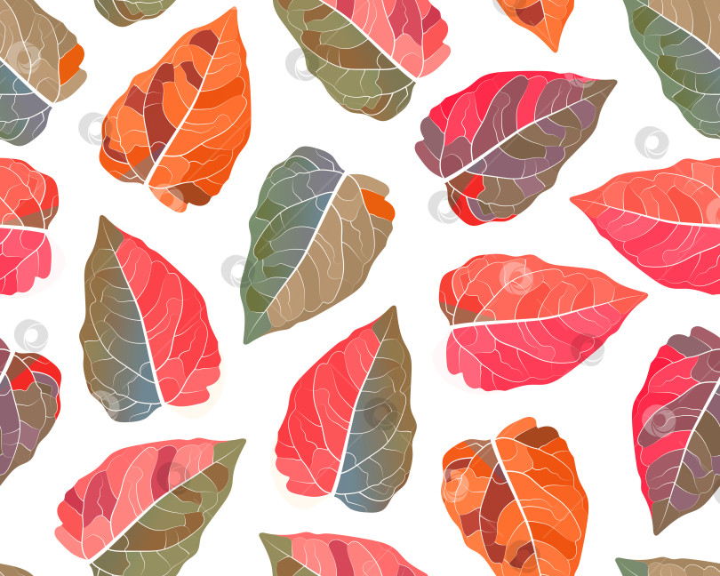 Скачать Векторный растительный бесшовный узор. Разноцветные листья фотосток Ozero