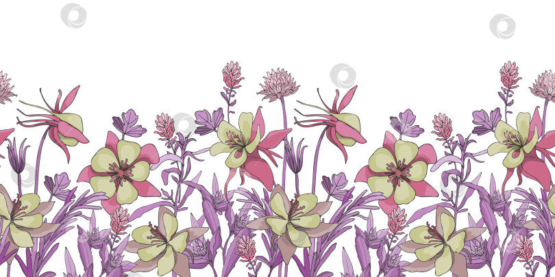 Скачать Векторная цветочная бесшовная рамка. Цветочный фон фотосток Ozero