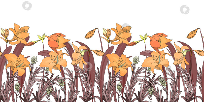 Скачать Векторная цветочная бесшовная рамка. Цветочный фон. фотосток Ozero