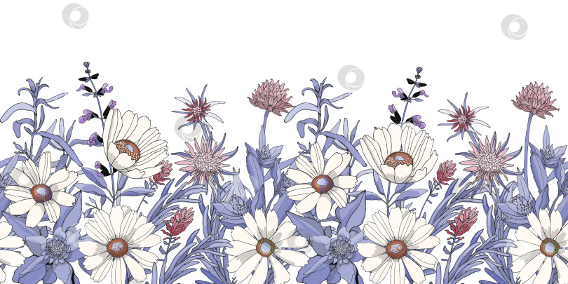 Скачать Векторная цветочная бесшовная рамка. Цветочный фон фотосток Ozero